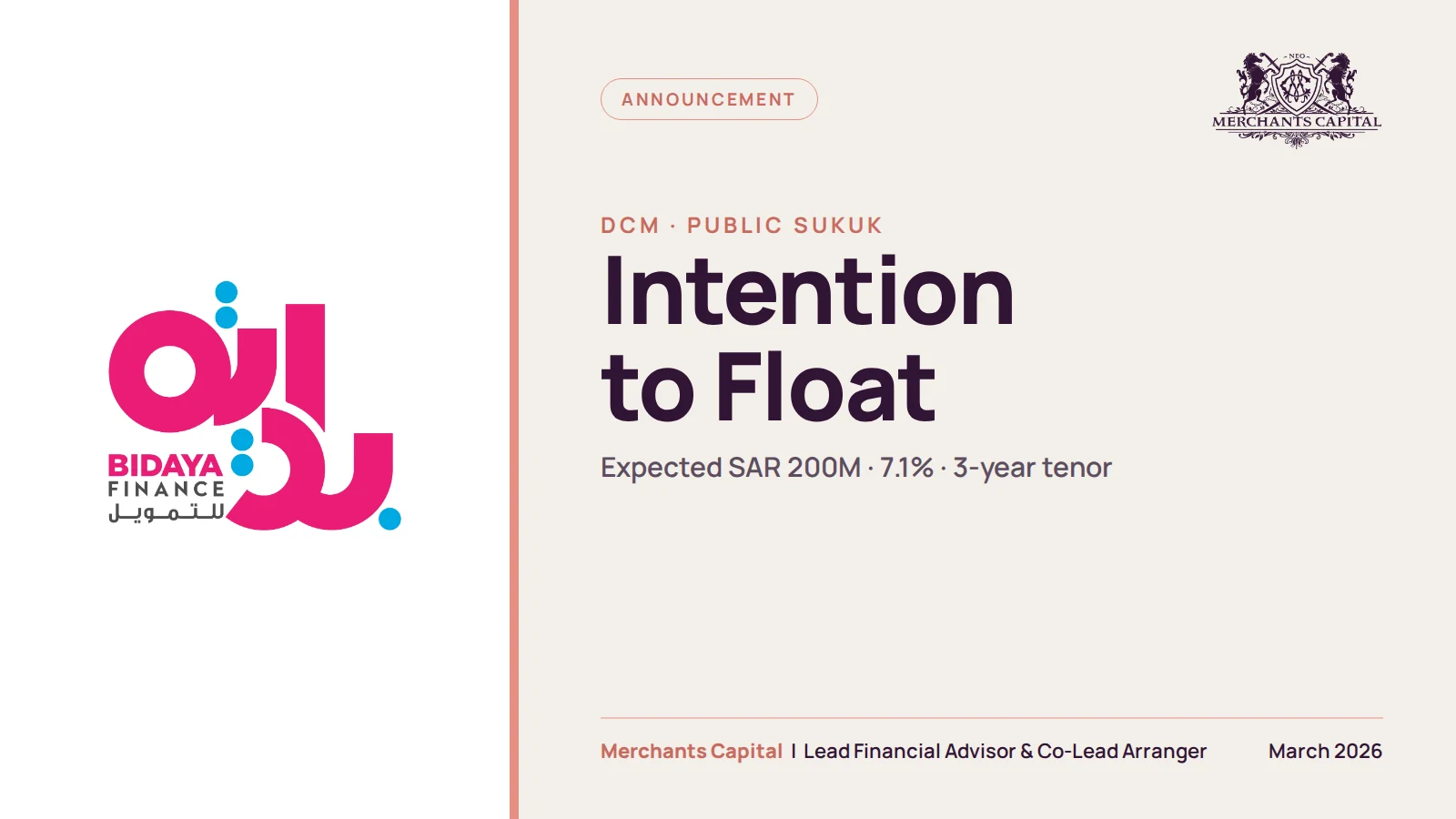 bidaya finance sukuk intention to float featured 1600x900